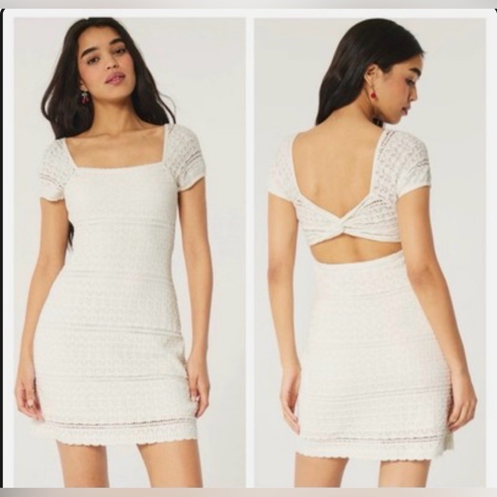 Hollister Whimsy Fairycore White Lace Mini Dress Satin Coastal Cowgirl XS NWT